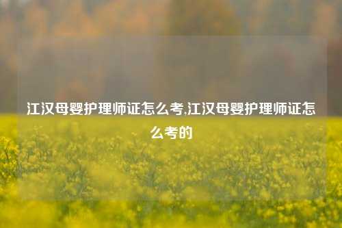 江汉母婴护理师证怎么考,江汉母婴护理师证怎么考的