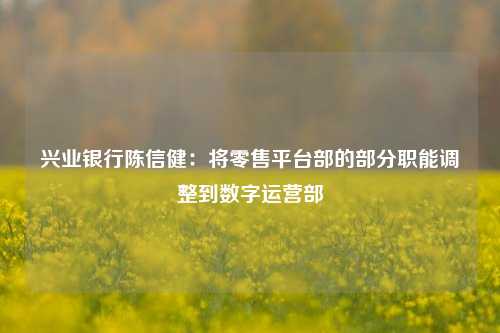 兴业银行陈信健：将零售平台部的部分职能调整到数字运营部