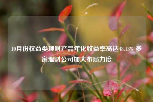 10月份权益类理财产品年化收益率高达48.13% 多家理财公司加大布局力度