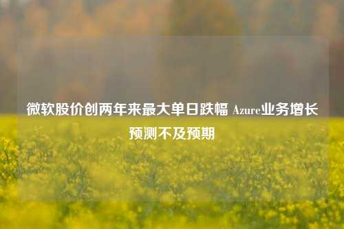 微软股价创两年来最大单日跌幅 Azure业务增长预测不及预期