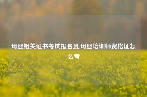 母婴相关证书考试报名班,母婴培训师资格证怎么考