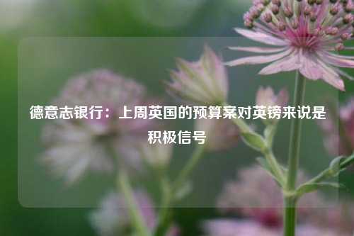 德意志银行：上周英国的预算案对英镑来说是积极信号