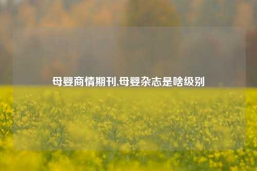 母婴商情期刊,母婴杂志是啥级别