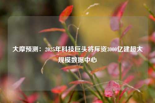 大摩预测：2025年科技巨头将斥资3000亿建超大规模数据中心