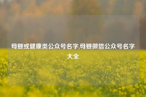 母婴或健康类公众号名字,母婴微信公众号名字大全