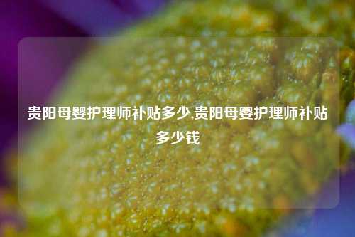 贵阳母婴护理师补贴多少,贵阳母婴护理师补贴多少钱