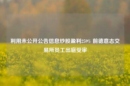 利用未公开公告信息炒股盈利259% 前德意志交易所员工出庭受审