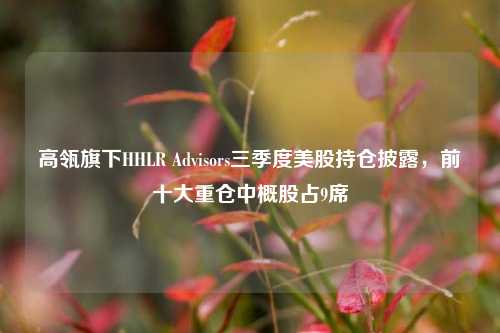 高瓴旗下HHLR Advisors三季度美股持仓披露，前十大重仓中概股占9席