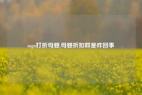 sogo打折母婴,母婴折扣群是咋回事