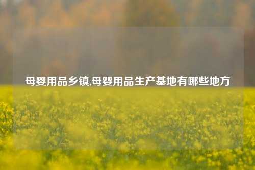 母婴用品乡镇,母婴用品生产基地有哪些地方