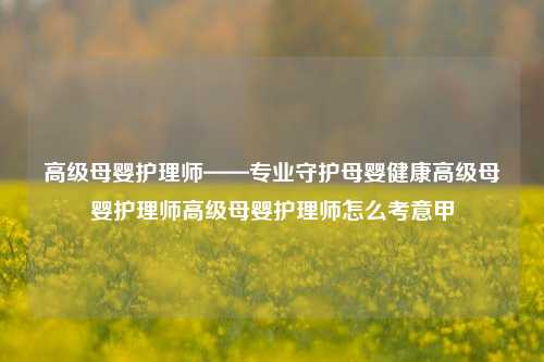 高级母婴护理师——专业守护母婴健康高级母婴护理师高级母婴护理师怎么考意甲