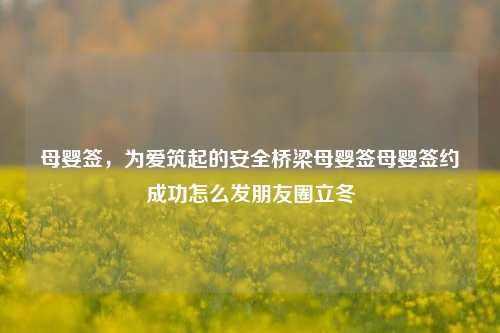 母婴签，为爱筑起的安全桥梁母婴签母婴签约成功怎么发朋友圈立冬