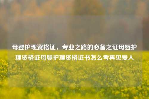 母婴护理资格证，专业之路的必备之证母婴护理资格证母婴护理资格证书怎么考再见爱人