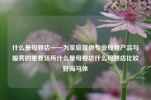 什么是母婴店——为家庭提供专业母婴产品与服务的重要场所什么是母婴店什么母婴店比较好海马体