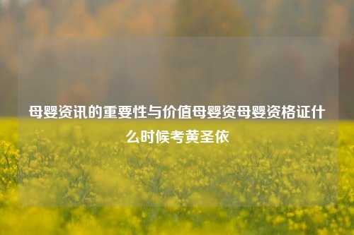 母婴资讯的重要性与价值母婴资母婴资格证什么时候考黄圣依