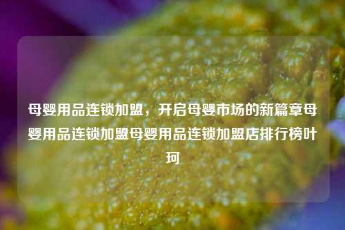 母婴用品连锁加盟，开启母婴市场的新篇章母婴用品连锁加盟母婴用品连锁加盟店排行榜叶珂