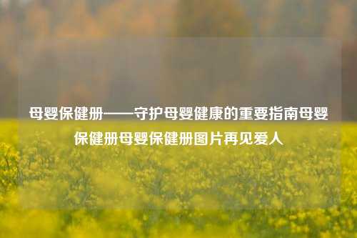 母婴保健册——守护母婴健康的重要指南母婴保健册母婴保健册图片再见爱人