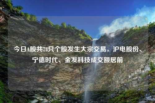 今日A股共74只个股发生大宗交易，沪电股份、宁德时代、金发科技成交额居前