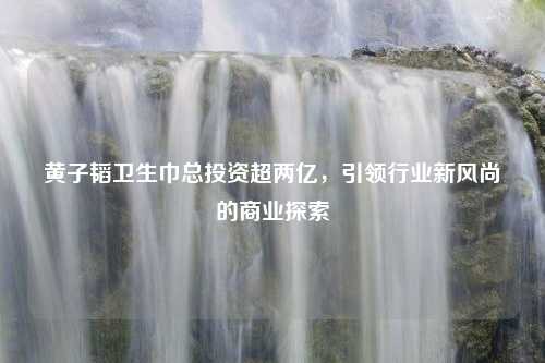 黄子韬卫生巾总投资超两亿，引领行业新风尚的商业探索